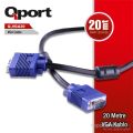 Qport VGA20 15 Pin Filtreli 20M Erkek Erkek Monitör Kablo Q-VGA20