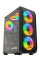 Rampage HOLLOW 650W 80+ 4*12cm ARGB Fan+Kontrolcü Temperli Camlı Mid-T Gaming Oyuncu Kasası
