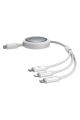 Baseus Free2Draw Makaralı Type-C To Type-C/Micro USB/Lighting 100W Kablo 1.1 mt Beyaz