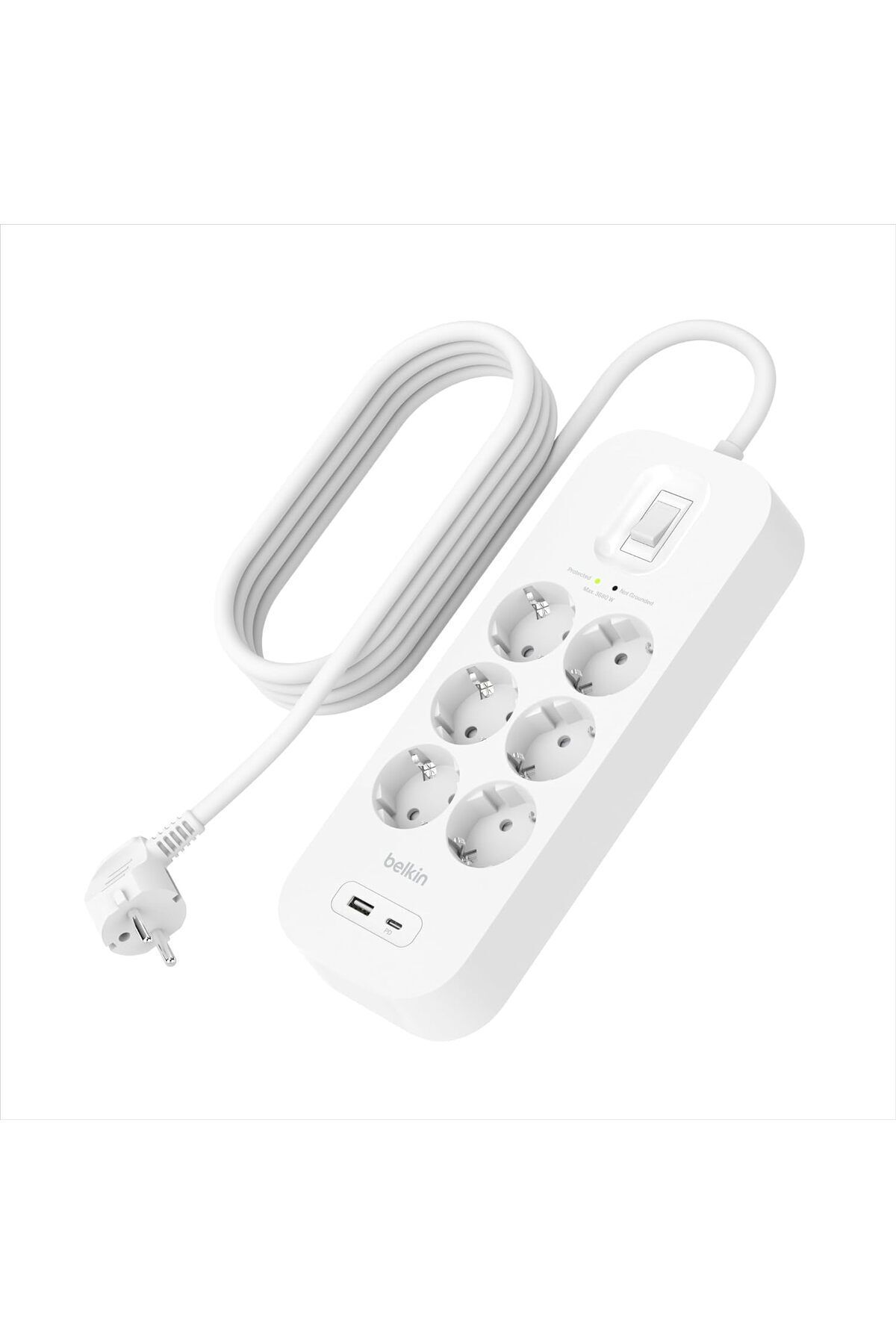 Belkin USB-C-USB-A 6x Akım Korumalı Priz 2 Metre SRB002VF2M