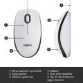 Logitech M100 Kablolu 1.000 Dpi USB Optik Mouse - Beyaz