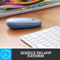 Logitech M350 Pebble İnce Kablosuz Bluetooth Mouse Mavi - Gri 910-005719