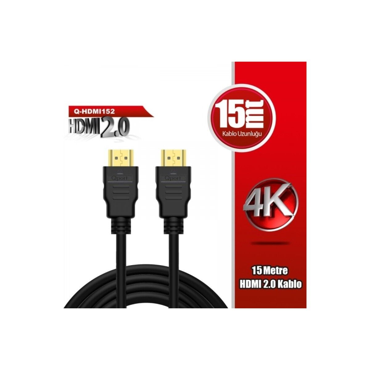 Qport Q-HDMI152 Altın Uçlu 15 Metre 4K Hdmı 2.0 Kablo