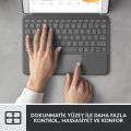 Logitech Combo Touch 10.2'' iPad 7. 8. ve 9. Nesil ile Uyumlu Klavyeli Tablet Kılıfı ve Crayon iPad Uyumlu Dijital Kalem, Açık Gri